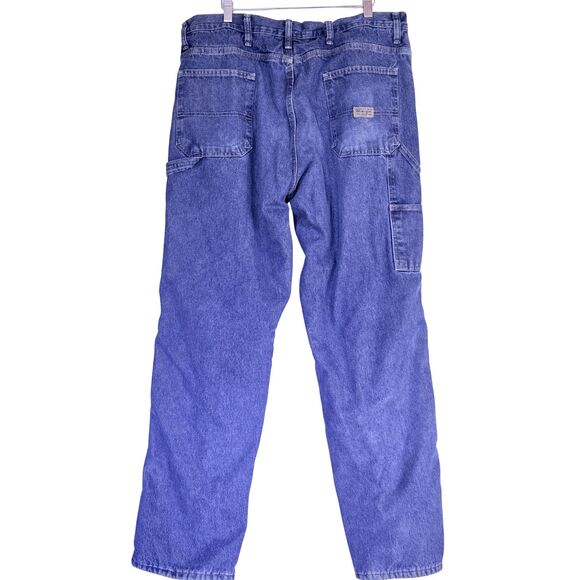 Wrangler Men’s 94GRWSD Fleece Lined Carpenter Work Jeans 36x34 Blue Denim Y2K - Picture 2 of 3